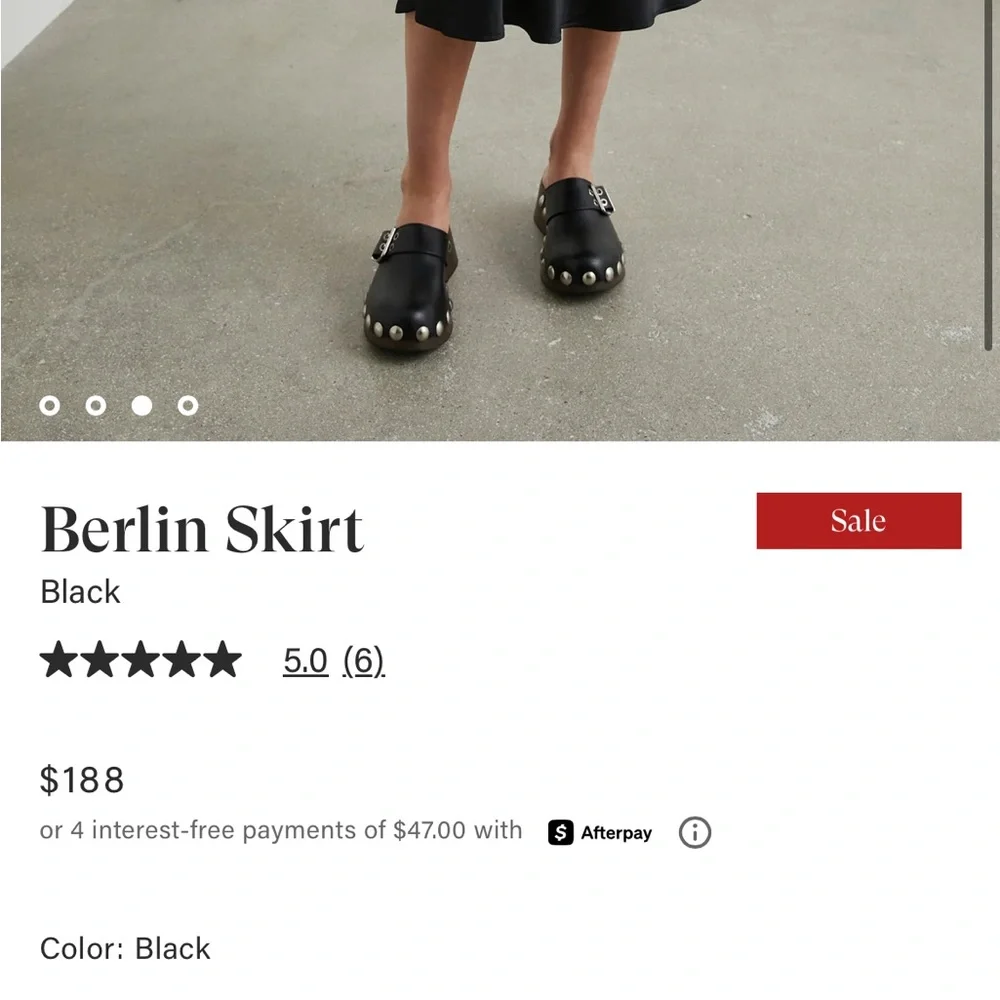 Rails SMALL Berlin satin crepe high rise black midi skirt - Picture 6 of 6